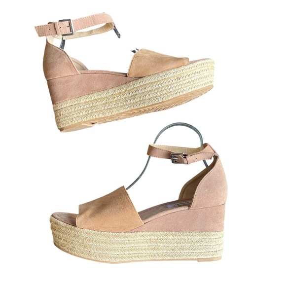 Steve Madden Shoes - Steve Madden Apolo Espadrille Platform Wedges Sandals Size 10 Tan Suede Like New
